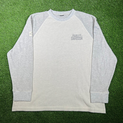 Y2K Harley Davidson Nevada Grey Thermal Longsleeve Size XL USED v17479