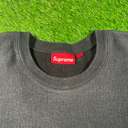 Supreme Washed Black Box Logo Crewneck (2022) Size Large USED x15807