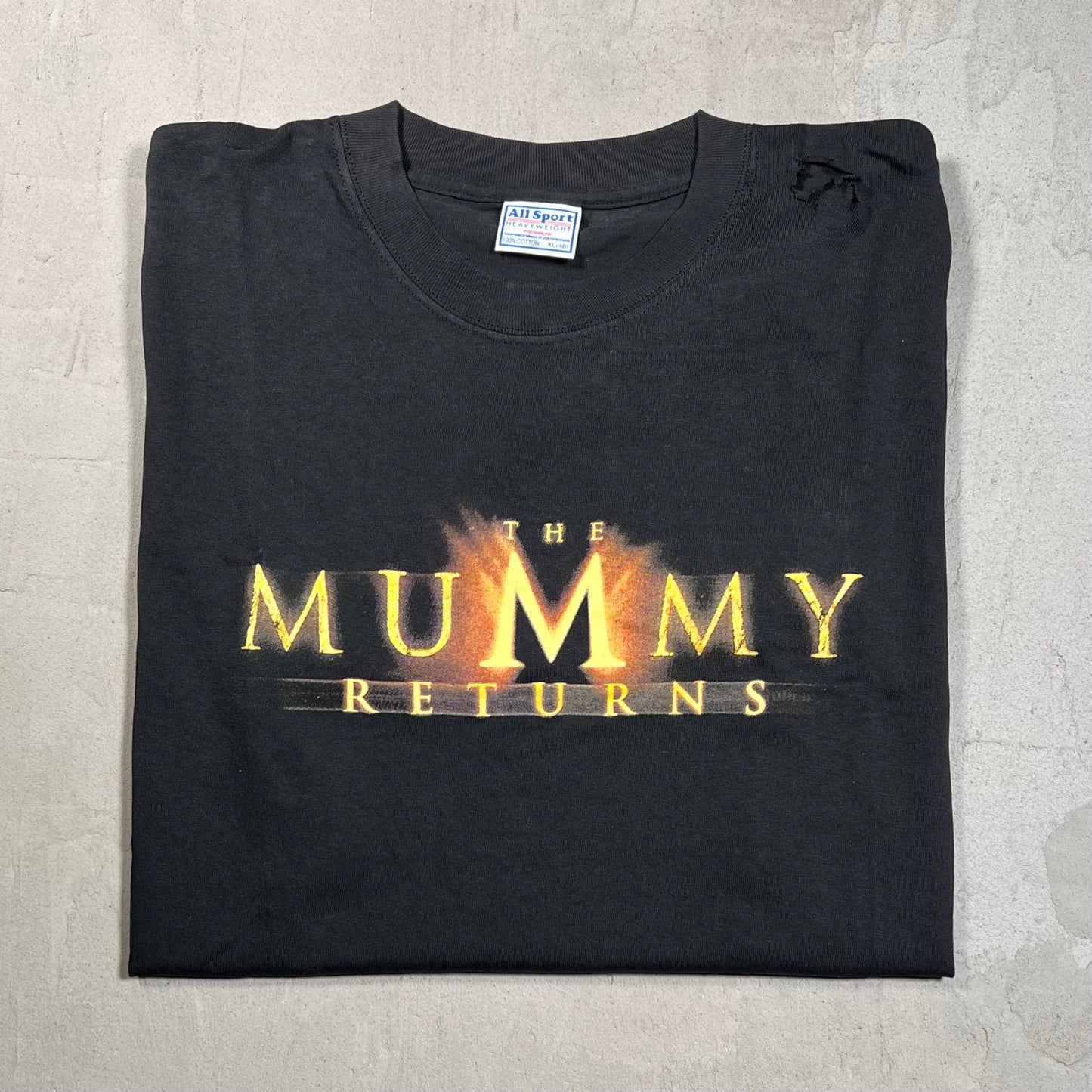 The Mummy Returns 2001 Black Tee DRYROT Size XL USED v11985