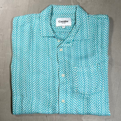 Corridor Vision SS Camp Blue Button Up Tee Size XL NEW x14707
