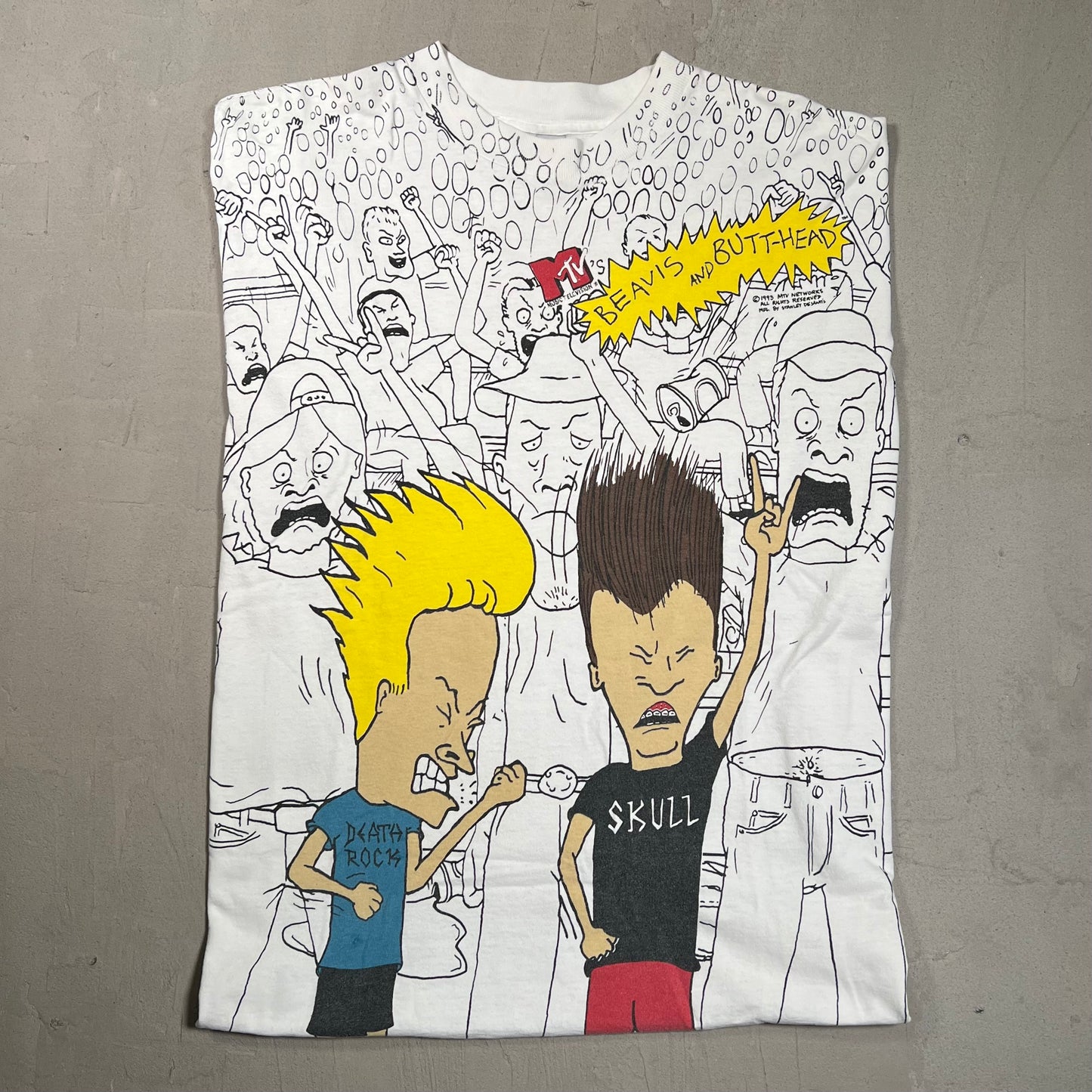 1993 Beavis and Butthead Staney Desantis AOP Tee Size XL USED v14837