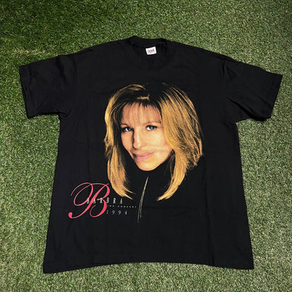 1994 Barbra The Concert Big Face Black Tee Size Large USED v16492