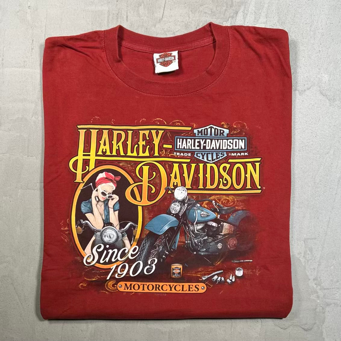 2013 Harley Davidson "Since 1903" Rust Tee Size XL USED v20384