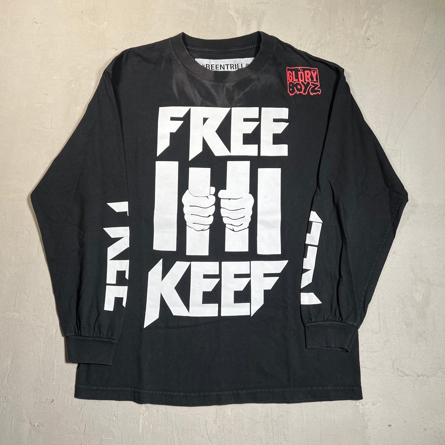 BeenTrill Free Cheif Keef Glory Boyz Black Longsleeve Size Large USED v19578