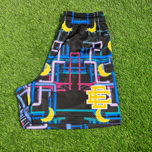 Eric Emanuel Bus Seating Pattern Black Shorts Size Large USED x14750