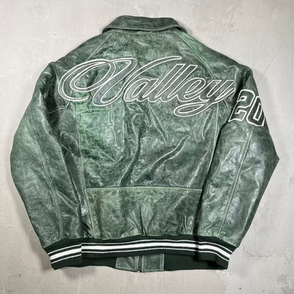 Vale Sports Divison Green Sports Leather Jacket Size XXL USED x18933