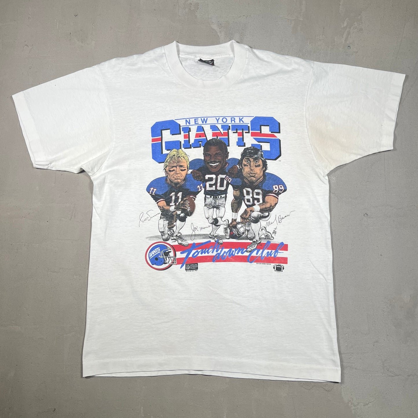 1987 New York Giants "Touchdown Club" White Tee Size Large USED v18973