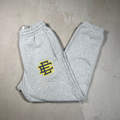 Eric Emanuel Navy/Yellow Logo Grey Sweatpants Size Small USED x17601