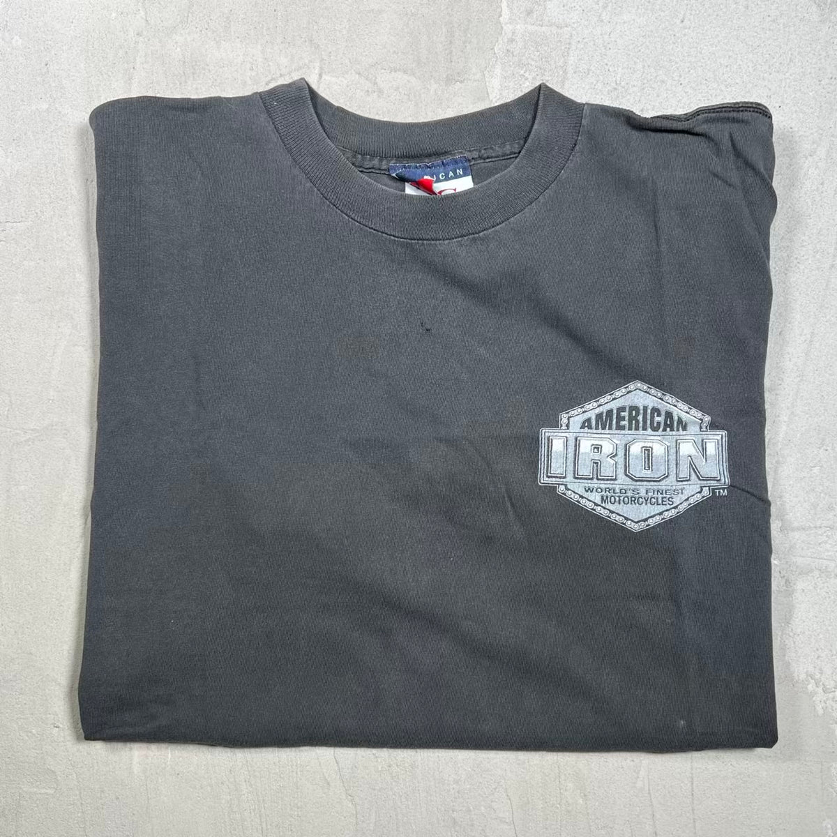 1998 Amerian Iron Finest Motorcycle Washed Black Tee Size Large USED v20053
