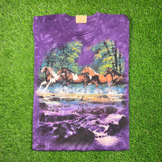 2001 The Mountain Horses in The River Purple Tie Dye Longsleeve Size XL USED v18701