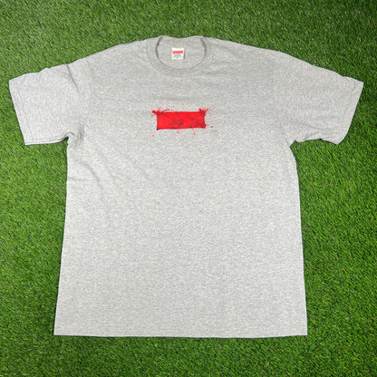 2022 Supreme Ralph Steadman Box Logo Grey Tee Size Medium USED x14559