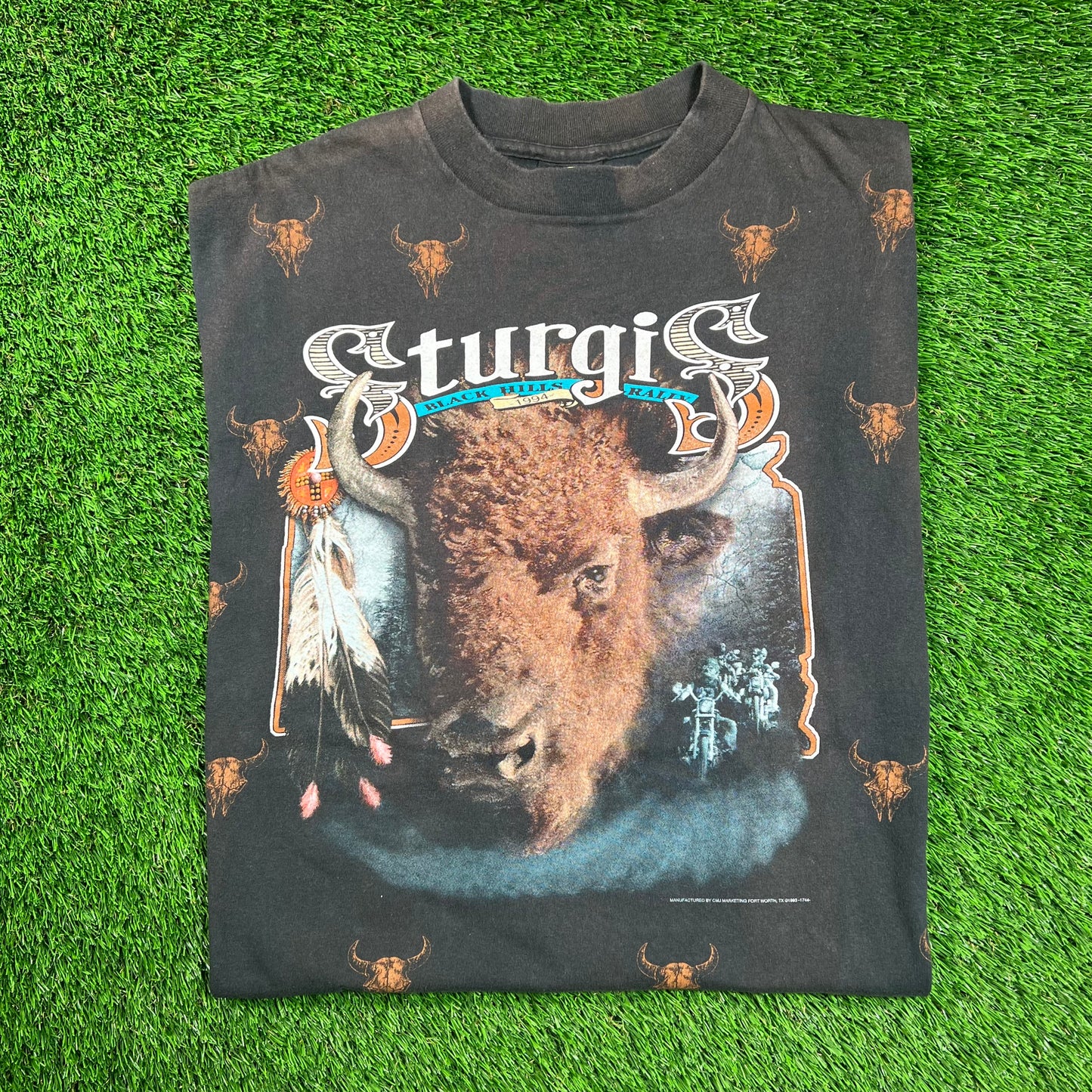 1994 Sturgis Black Hills Rally 3D Emblem AOP Tee Size XL USED v18481