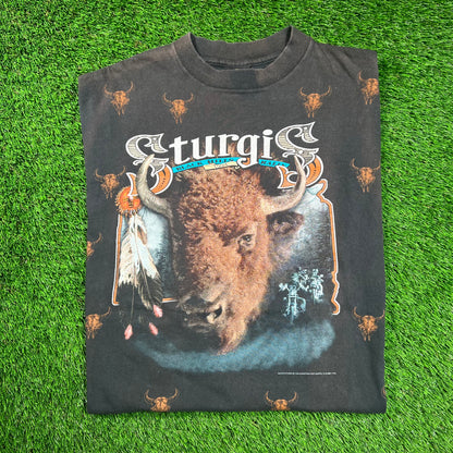 1994 Sturgis Black Hills Rally 3D Emblem AOP Tee Size XL USED v18481