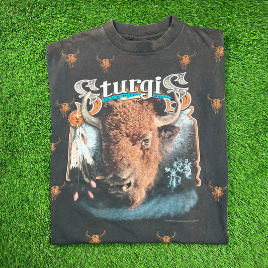 1994 Sturgis Black Hills Rally 3D Emblem AOP Tee Size XL USED v18481