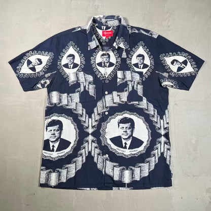 Supreme Kennedy Button Up Shirt Navy (2013) Size Large USED x18873