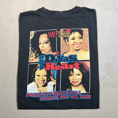 2008 98.7 KissFM "Divas" Black Tee Size Large USED v19567