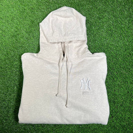 Kith New York Yankees Cream Logo Hoodie Size Large USED x15905