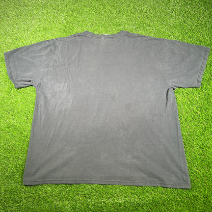 Y2K Nike Washed Black Logo Tee Size XXL USED v17056