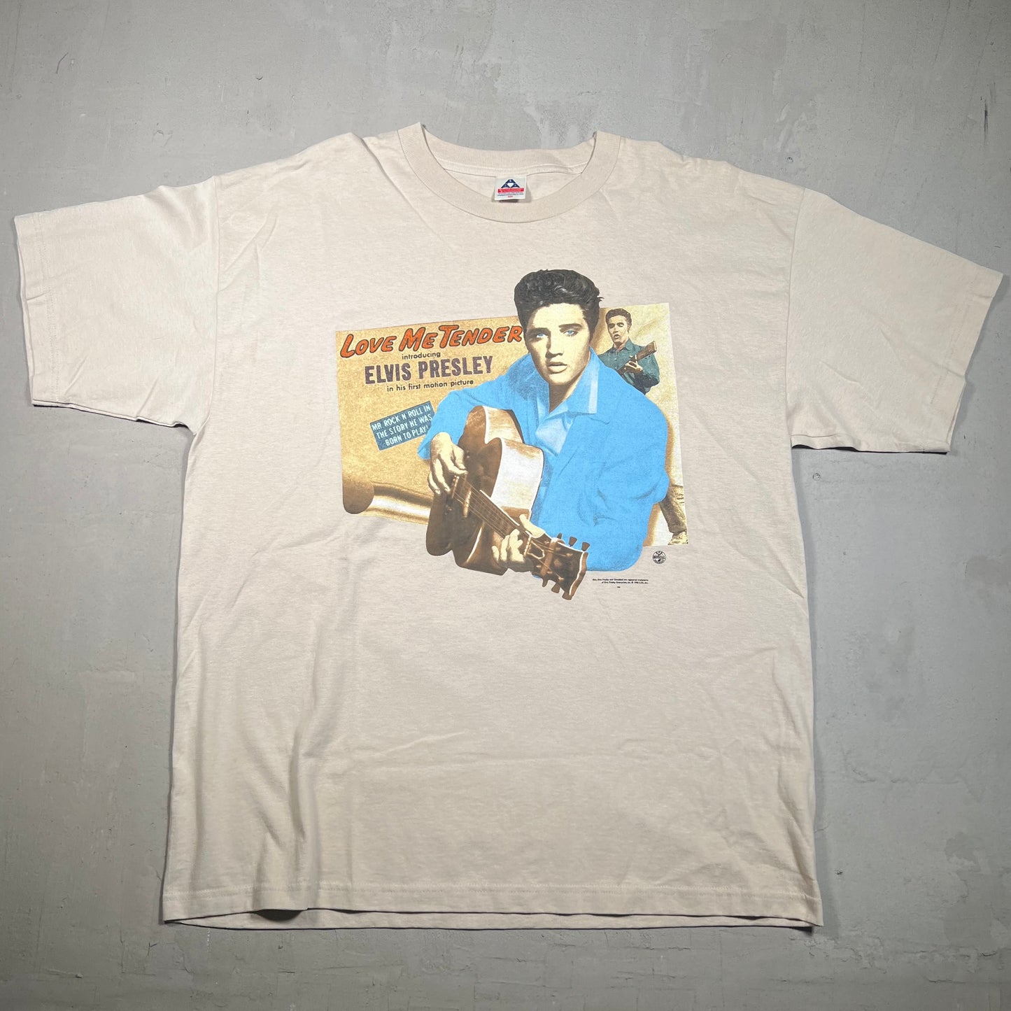1998 Elvis love me tender tee khaki Size XXL USED v13698