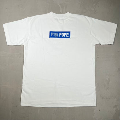 Y2K "Pro Pope" White Tee Size Large USED v19963