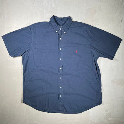Polo Ralph Lauren Basic Navy Blue Button Up Polo Tee Size XXL USED v20253