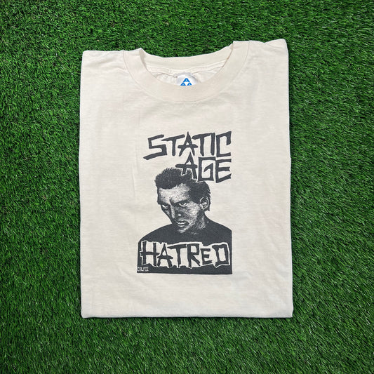 Y2K Static Age Hatred Calfee Cream Tee Size Large USED v18674