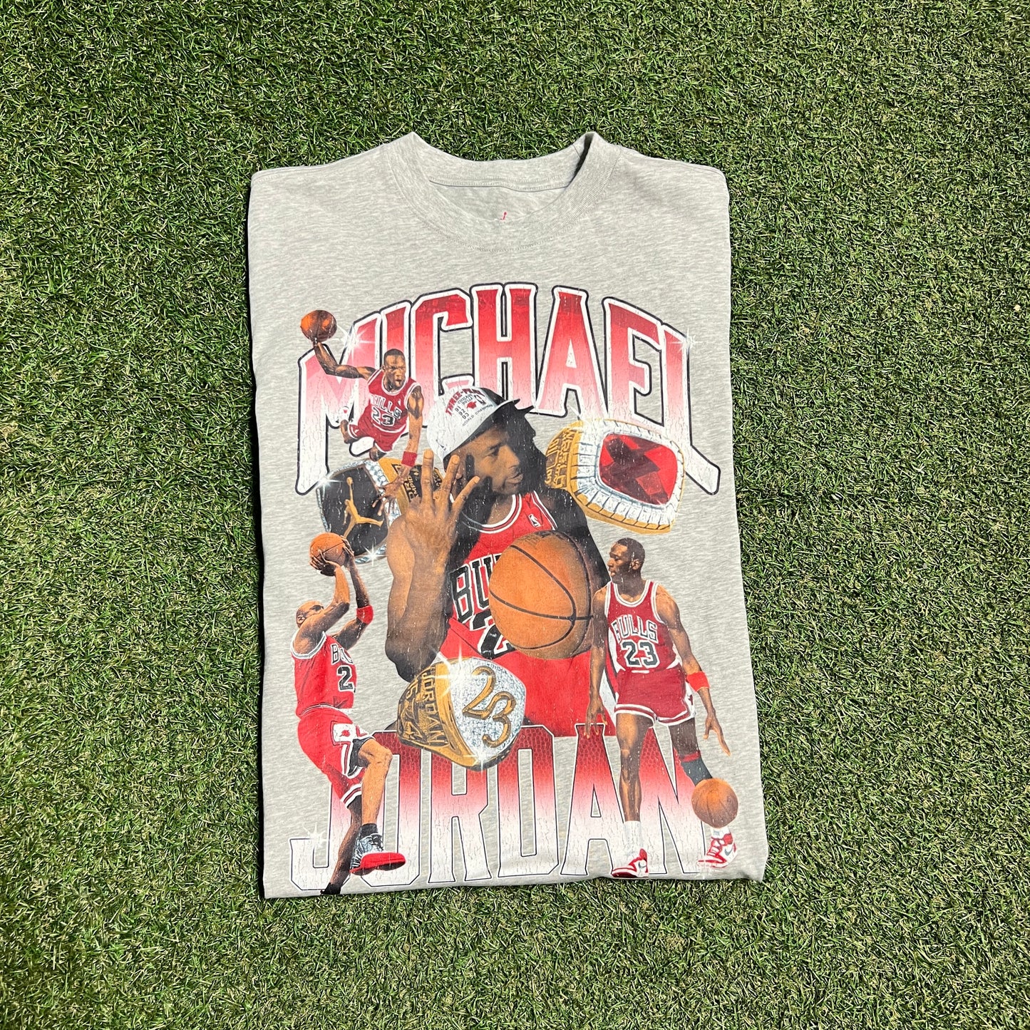Nike Jordan Modern Rap Style Champ Grey Tee Size Small NEW v16271