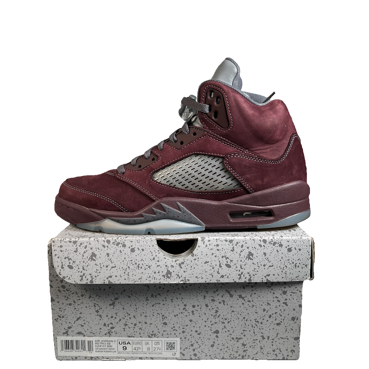 Jordan 5 Burgundy (2023) Size 9 USED s22781