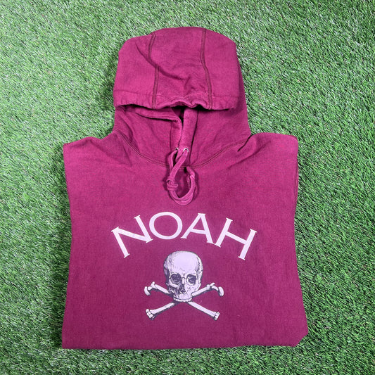 Noah Skull Cross Bones Maroon Hoodie Size Large USED x15711