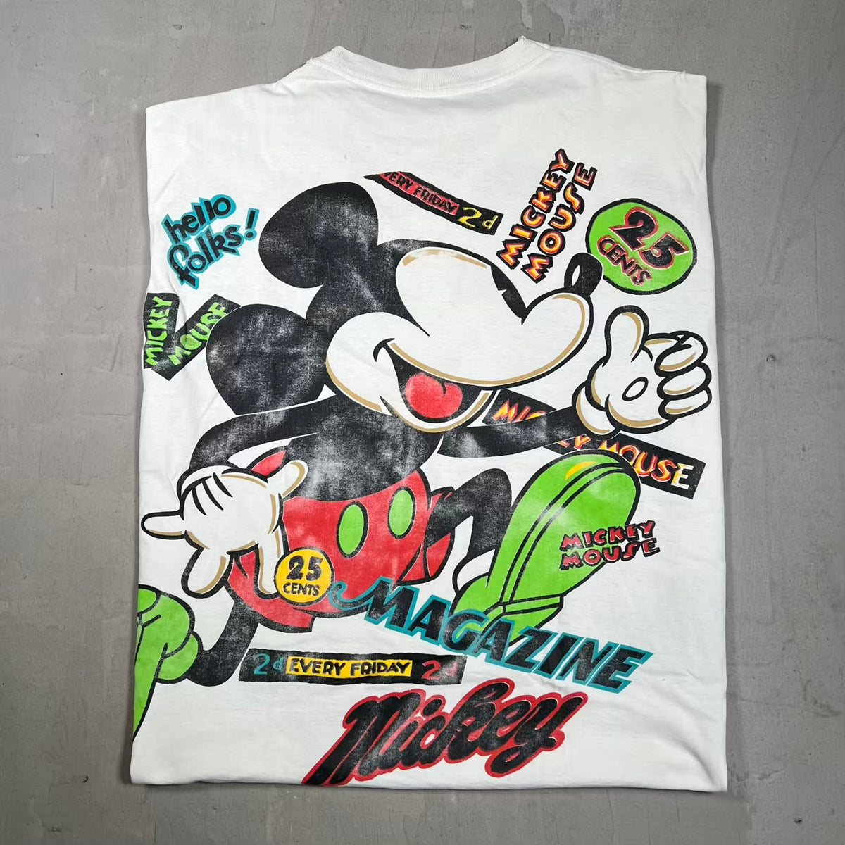 1990s Mickey "25 Cents" AOP Tee Size XXL USED v19973