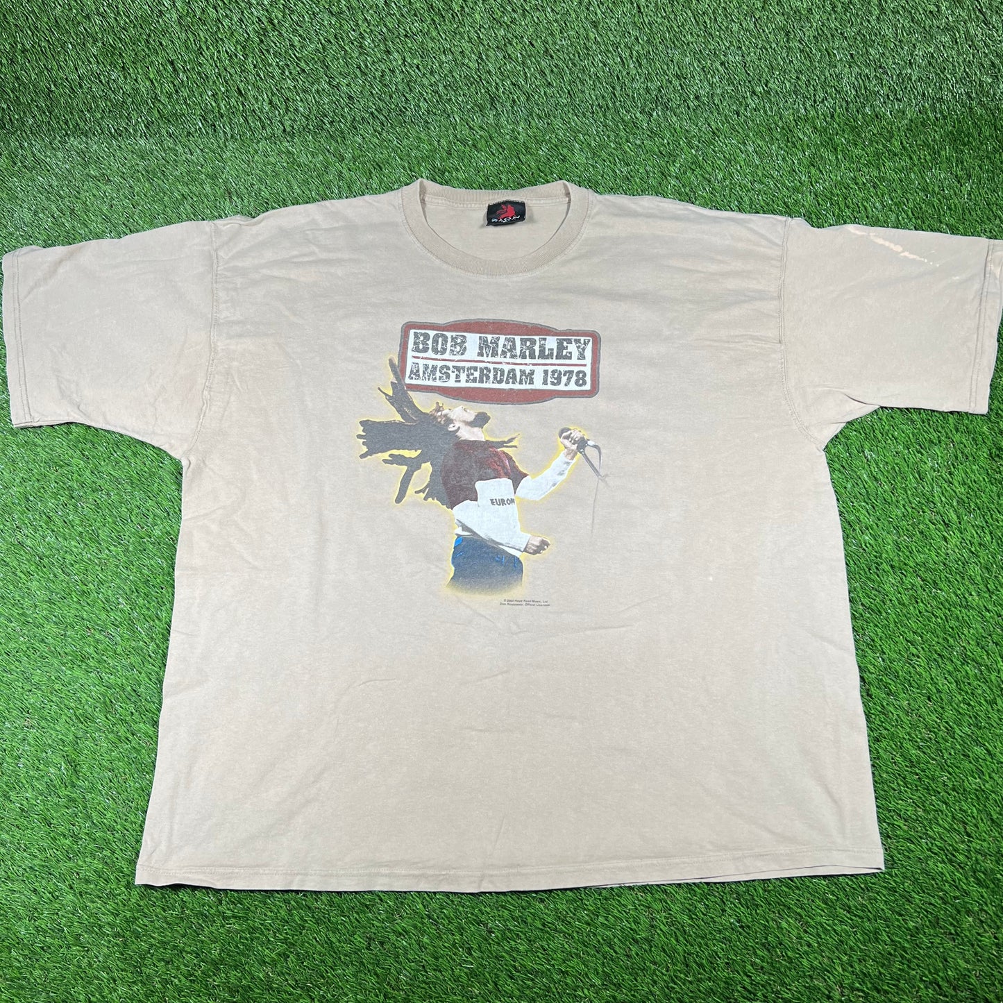2004 Bob Marley Amsterdam Tour Tan Tee Size 3XL USED v16825