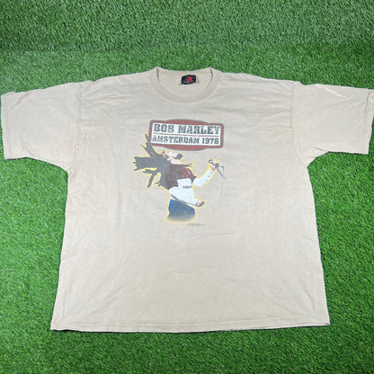 2004 Bob Marley Amsterdam Tour Tan Tee Size 3XL USED v16825