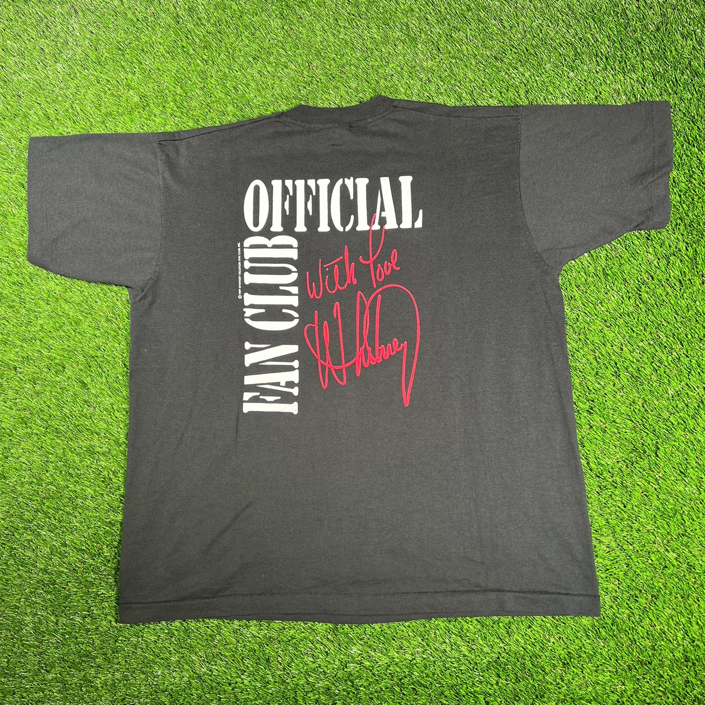 1989 Whitney Houston Offical Fan Club Black Tee Size XL USED v17136