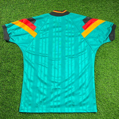1994 Adidas Germany Away Green Football Jersey Size Medium USED v18316