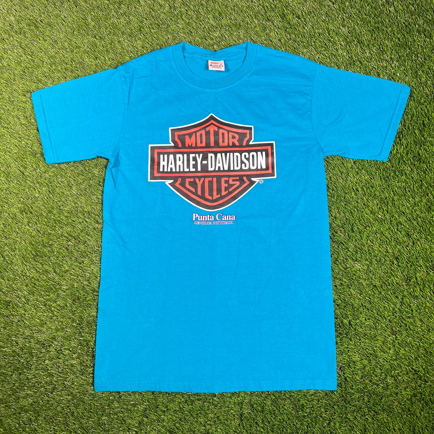 1991 Harley Davidson Punta Cana Blue Tee Size Small USED v17424