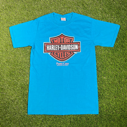 1991 Harley Davidson Punta Cana Blue Tee Size Small USED v17424