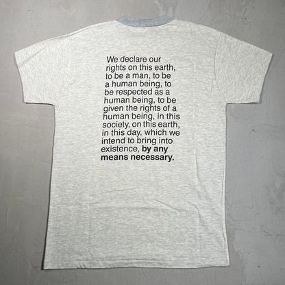 1990s Malcolm X Glitter Font Cream Tee Size Large USED v16402