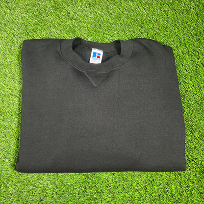 1990s Russell Athletic Blank Black Crewneck Size Large NEW v16550