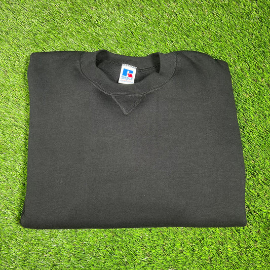 1990s Russell Athletic Blank Black Crewneck Size Large NEW v16550