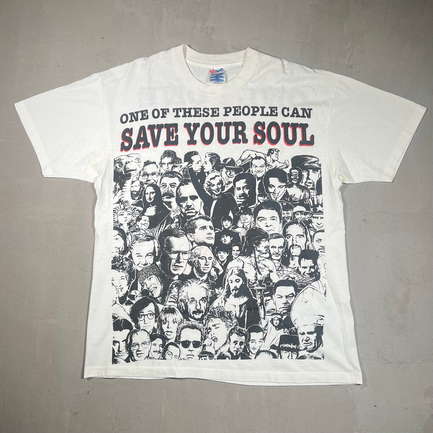 Vintage Jesus One Of These People Can Save Your Soul Tee white Size XL USED v13939