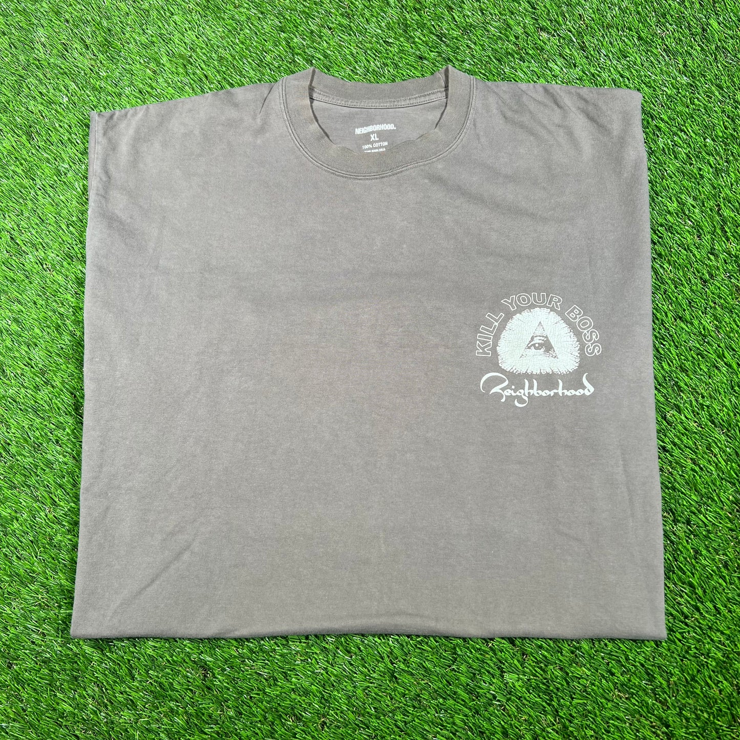Neighborhood Kill Your Boss Grey Tee Size XL USED x14698