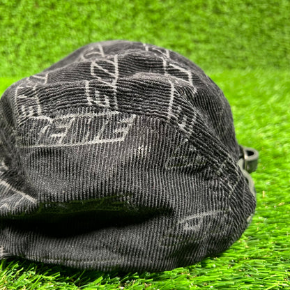 Supreme Debossed Corduroy Repeat Black Camp Hat USED x16273