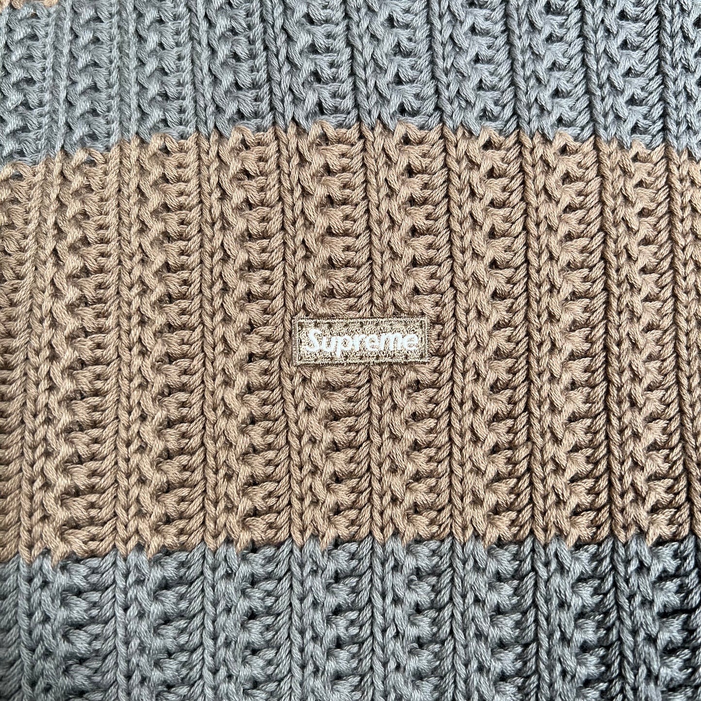 Supreme Loose Gauge Stripe Small Box Sweater Khaki (2025) Size Small NEW x15648