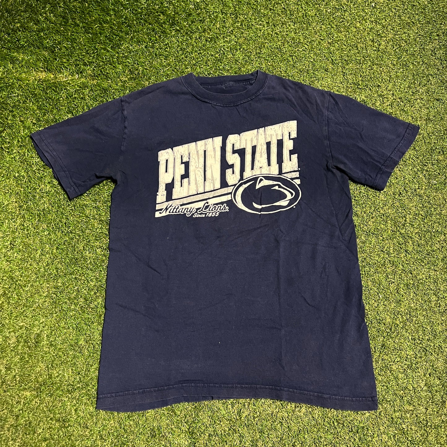 Y2K Penn Sate Nittany Lions Logo Blue Tee Size Medium USED v16486