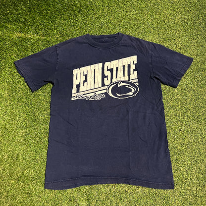 Y2K Penn Sate Nittany Lions Logo Blue Tee Size Medium USED v16486