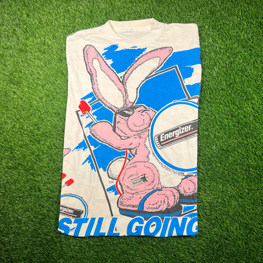 1993 Energizer Bunny AOP White Tee Size Medium USED v18727