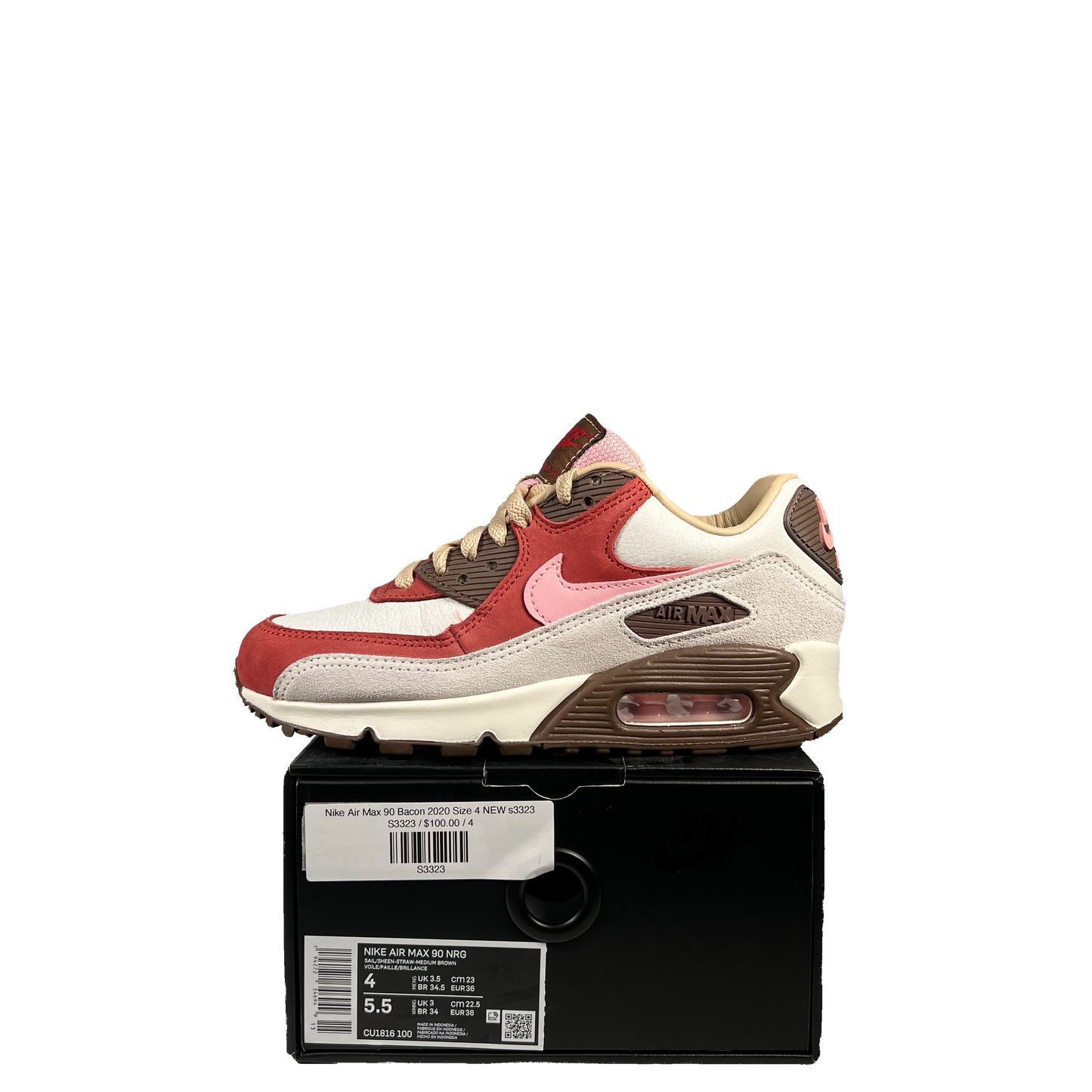 Nike Air Max 90 Bacon 2020 Size 4 NEW s3323