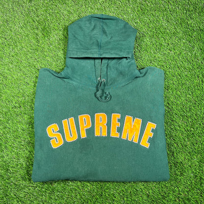 Supreme Green Pearl Logo Hoodie Size XL USED x15804