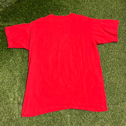 1992 Chicago Bulls Red Embroidered Locker Room Tee Size XL USED v16304