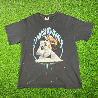 Y2K Mastodon Blood Mountain Washed Black Tee Size Medium USED v18030